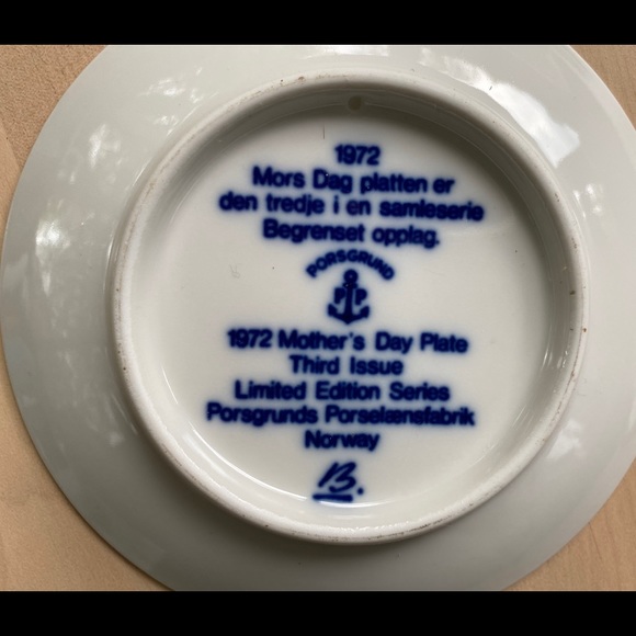 Mothers Day Plates. Porsgrund Norway. Vintage.set of 3 - Picture 3 of 6